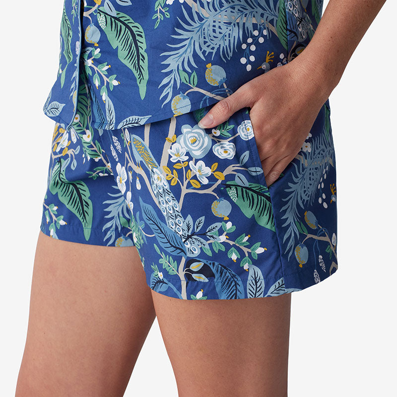 Poplin Women's Shorts Set - Peacock, S