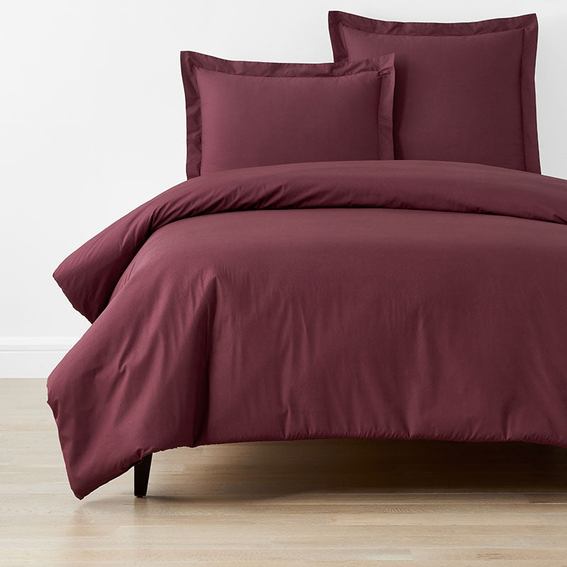 Classic Cool Cotton Percale Bed Duvet Cover - Plum, Full/Queen