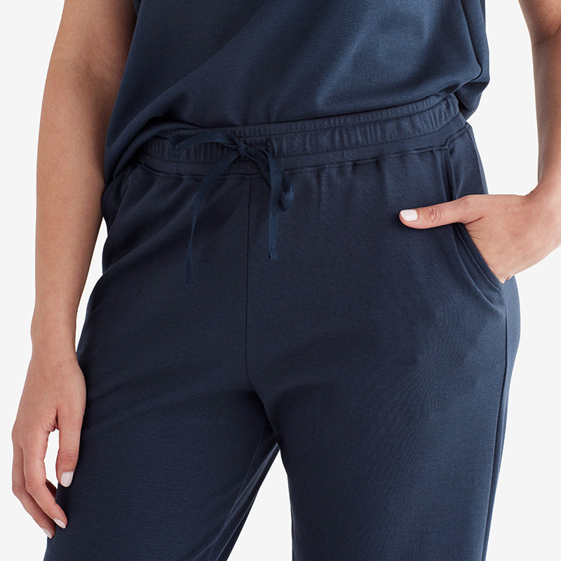 Pima Cotton Tapered Pants - Navy, L