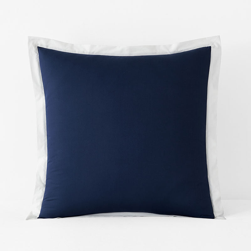 Solid Border Classic Cool Cotton Percale Sham - Navy, Euro