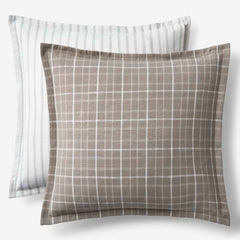 Yarn-Dyed Plaid Reversible Sham - Khaki, Euro