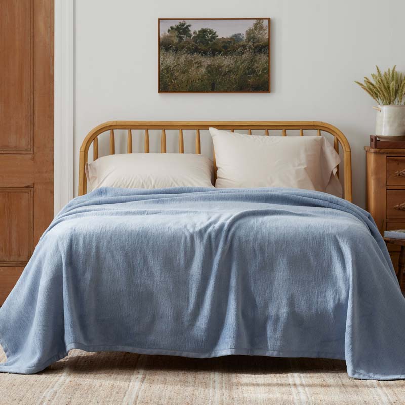Cotton/Acrylic Fleece Blanket - Smoke Blue, King/Cal. King
