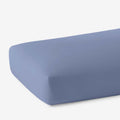 Solid Garment Washed Cotton Percale Fitted Bed Sheet - Denim Blue, Queen