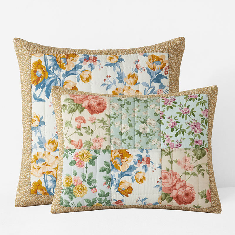 Shoshanna Reversible Patchwork Quilted Sham - Green Multi, King