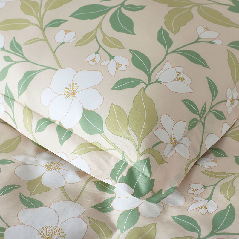 Clemencia Classic Cool Cotton Percale Sham - Floral Peach Blossom, Standard