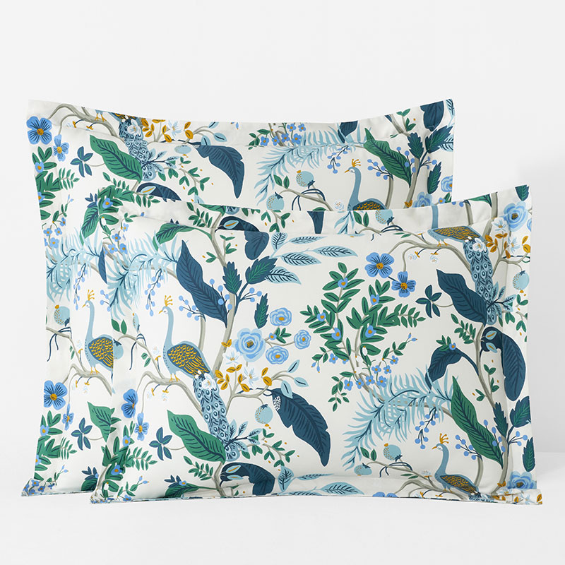 Peacock Classic Smooth Sateen Sham - Ivory Multi, Euro