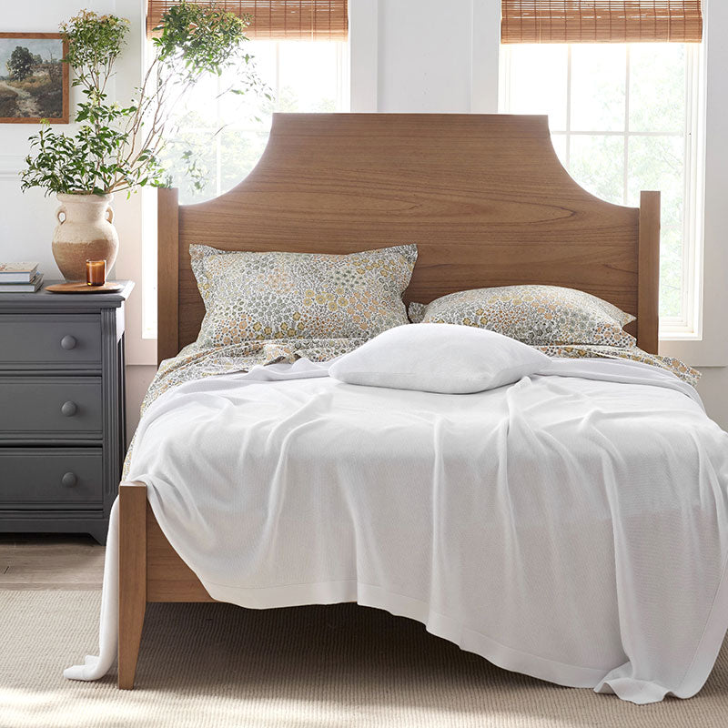 Classic All Season Breathable Cotton Knit Blanket - White, Full/Queen