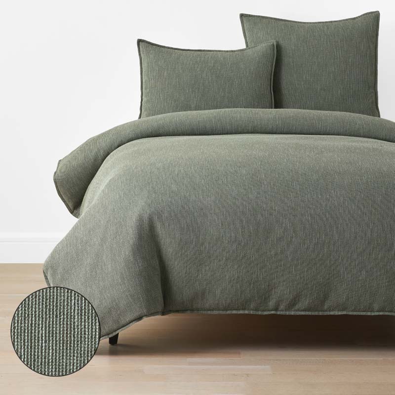 Mini Waffle Duvet Cover - Olive, Twin/Twin XL