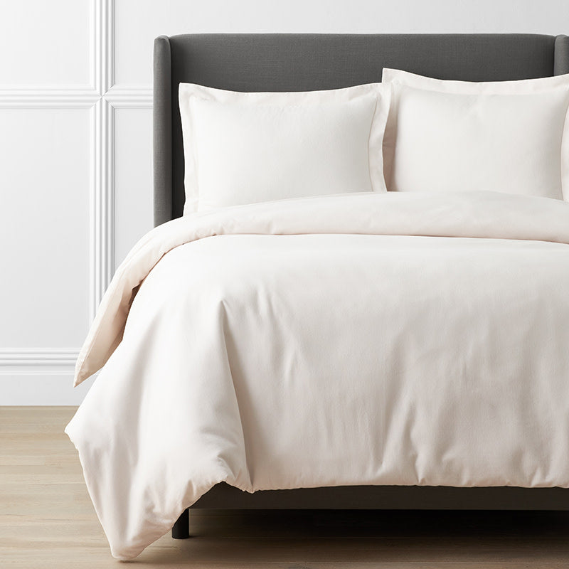 Premium Ultra-Cozy Cotton Velvet Flannel Duvet Cover - Cream, Full