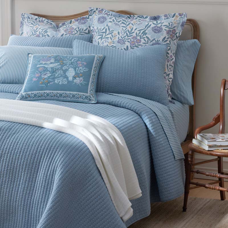 Fara Textured Kantha Quilted Sham - Blue, Standard