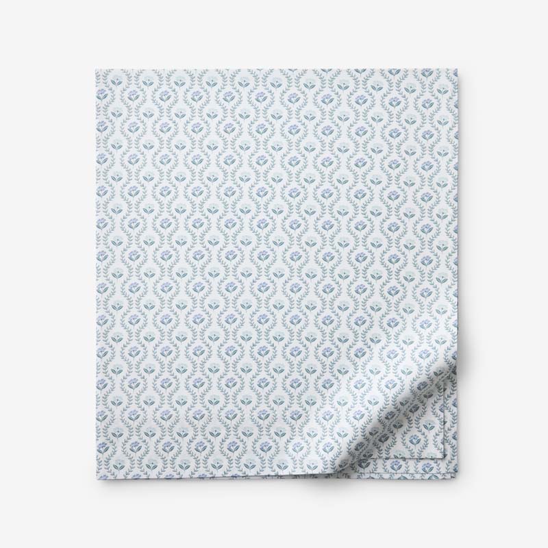 Tira Floral Classic Cool Cotton Percale Flat Bed Sheet - Flower Blue, Twin/Twin XL