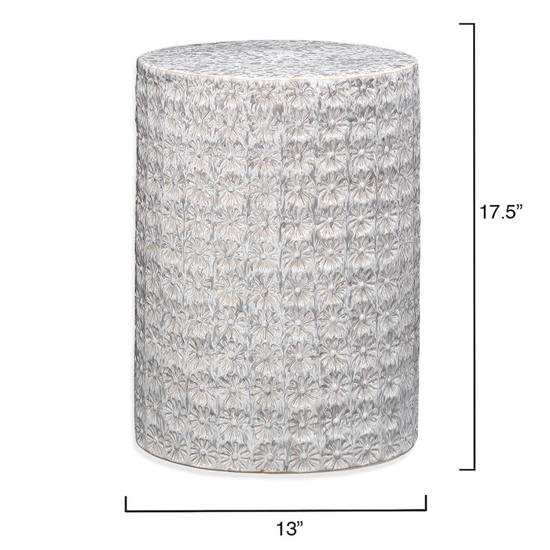 Ceramic Flower Side Table - White