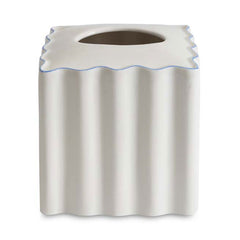 Scallop Tissue Box - Cream and Blue
