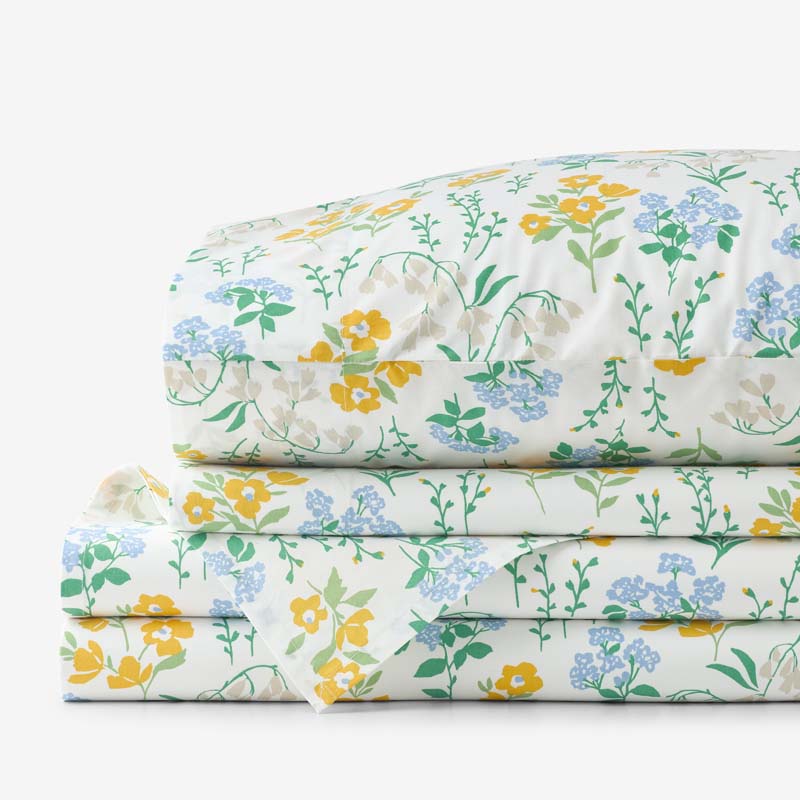 Isadora Classic Cool Cotton Percale Bed Sheet Set - Floral, King