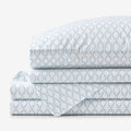 Feliciana Geo Garment Washed Cotton Percale Bed Sheet Set - Blue Multi, King