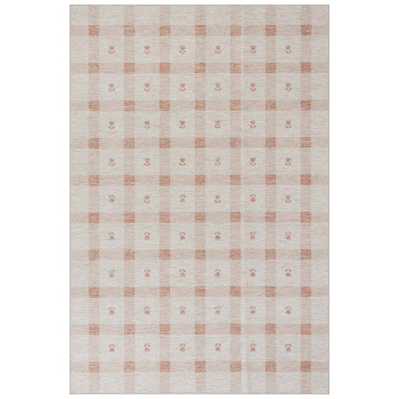 Modern Plaid Washable Rug - Orange, 4' x 6'
