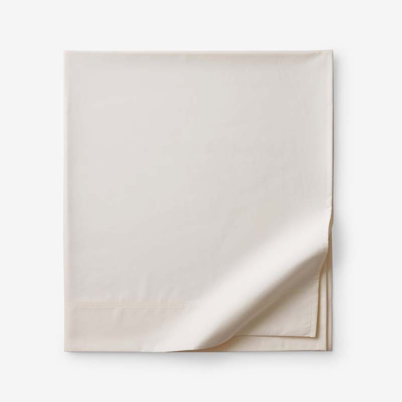 Solid Garment Washed Cotton Percale Flat Bed Sheet - Buff, King/Cal. King