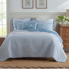 Tira Geo Reversible Quilt - Blue, Twin/Twin XL