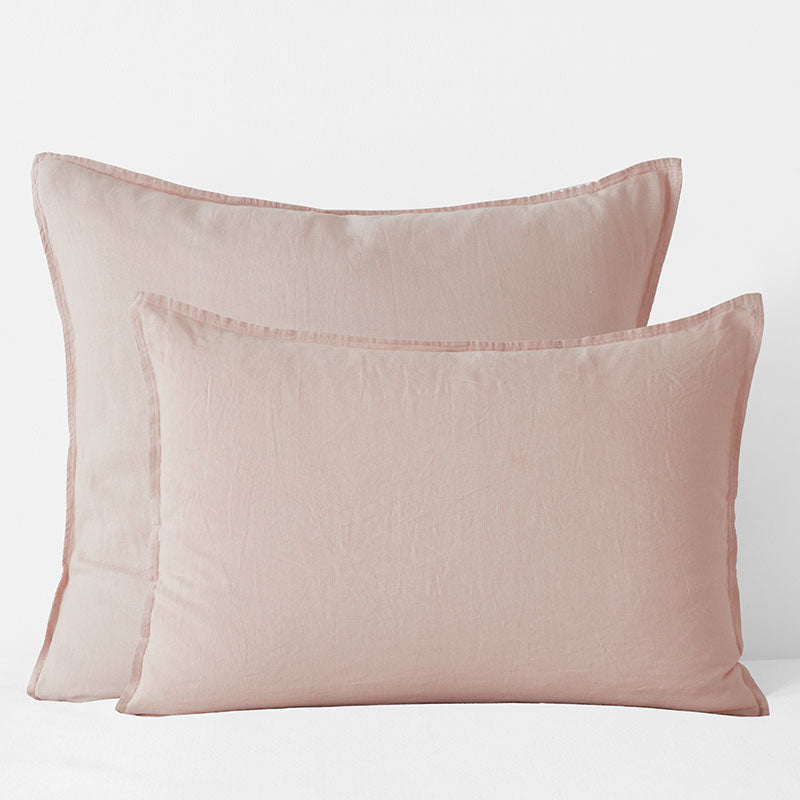 Premium Breathable Washed Linen Solid Sham - Rose Smoke, Euro