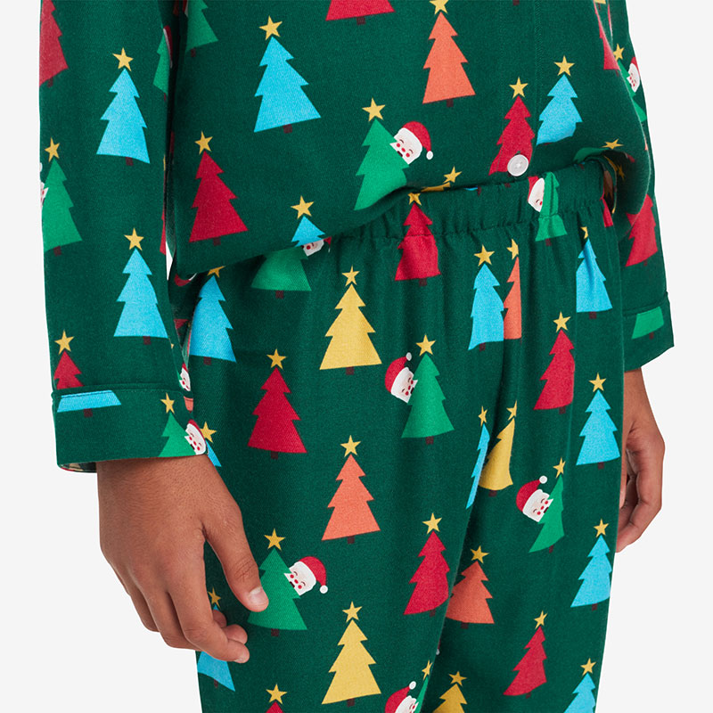 Family Flannel Kid's Button-Down Pajama Set - Peekaboo Santa, 6/7