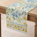 Garden Floral Cotton Table Runner - Gardenia Mist, 16 in. x 90 in.