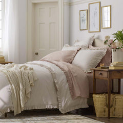 Solid Ruffle Garment Washed Cotton Percale Sham - Buff, Standard