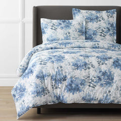 Floral Grove Premium Smooth Wrinkle-Free Sateen Comforter - Dusty Blue, Full/Queen