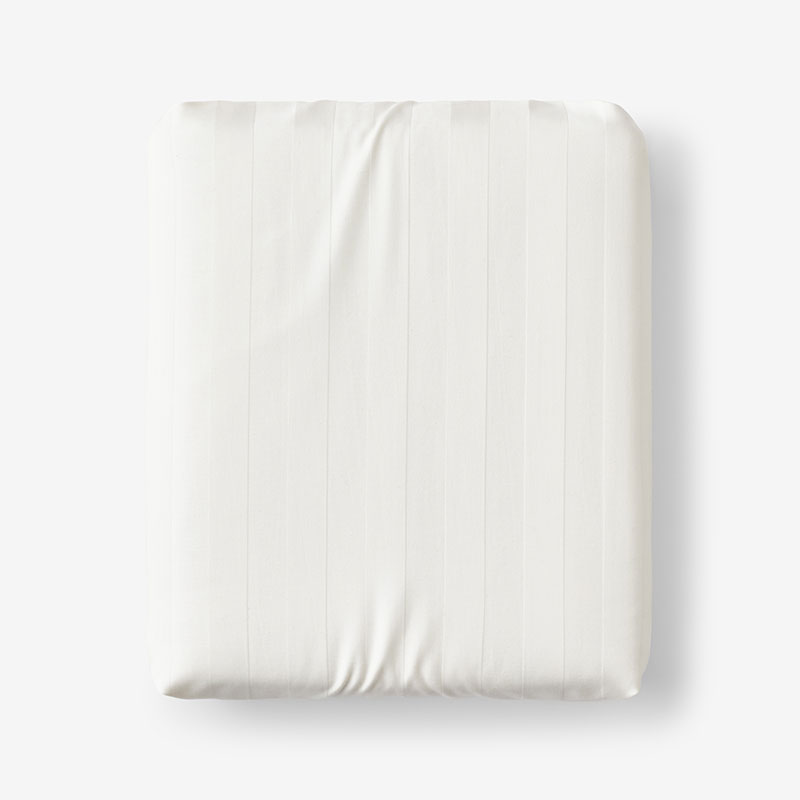 Dobby Stripe Classic Smooth Wrinkle-Free Sateen Fitted Bed Sheet - Cream, King