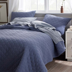 Waffle Quilted Sham - Denim Blue, Euro