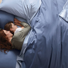 Premium Smooth Supima® Cotton Wrinkle-Free Sateen Flat Bed Sheet - Blue Shadow, Twin/Twin XL