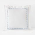 Embroidered Scallop Classic Cool Cotton Percale Sham - Blue, Euro