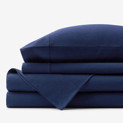 T-Shirt Soft Jersey Knit Bed Sheet Set - Navy, King