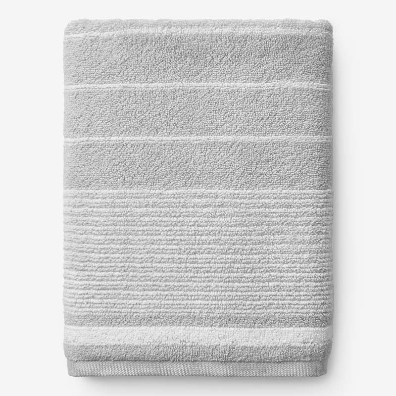 Plush Spa Stripe Bath Sheet - Light Gray