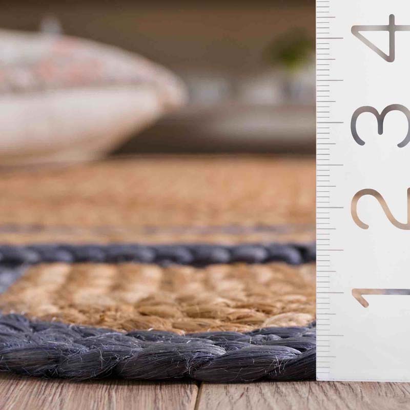 Scallop Border Handwoven Jute Rug - Blue, 6' x 9'