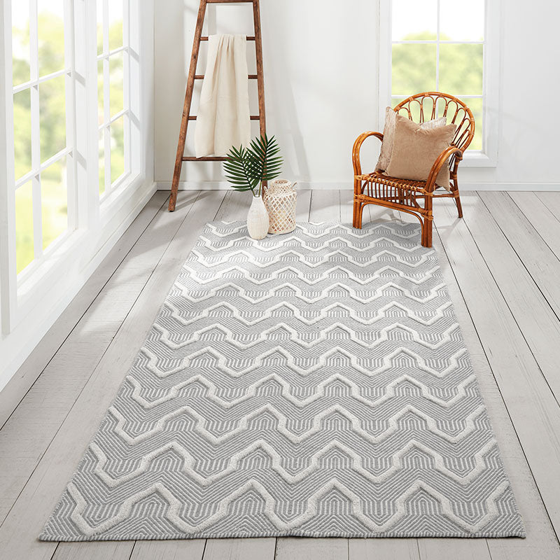 Arrow Stripe Handwoven Wool Rug - Gray, 8' x 10'