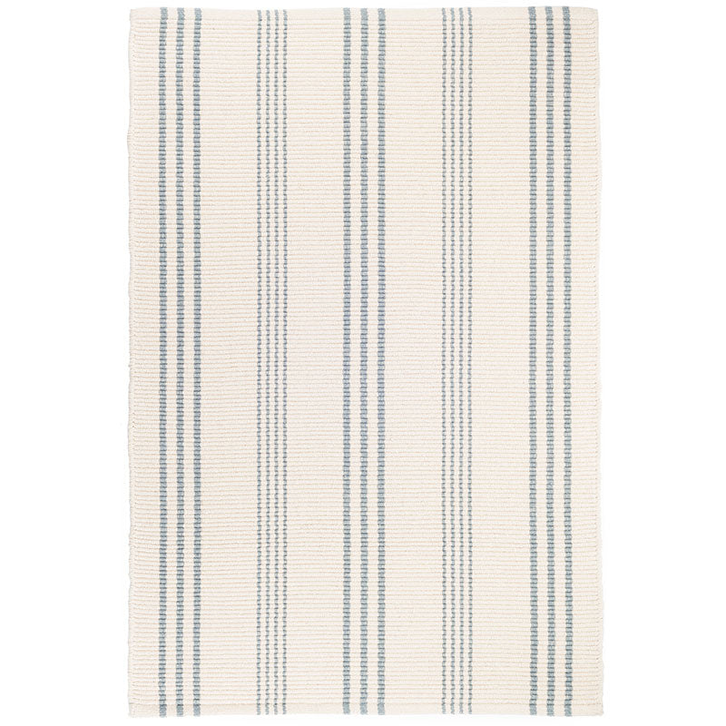 Swedish Stripe Handwoven Cotton Rug - Blue, 2' x 3'