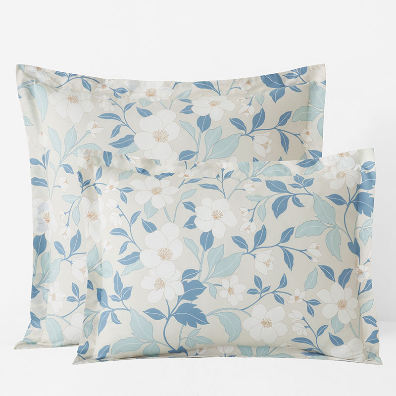 Clemencia Classic Cool Cotton Percale Sham - Floral Pale Blue, King