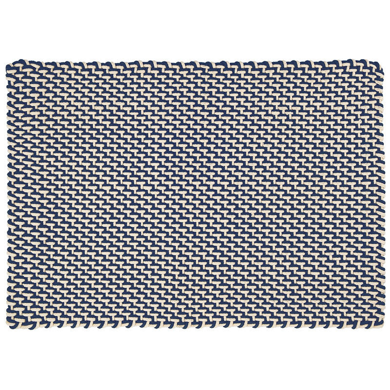 Two-Tone Handwoven Rope Doormat - Navy/Ivory, 2' x 3'