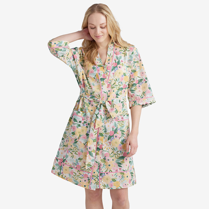Printed Voile Women's Kimono Robe - Garden Party, XS/S