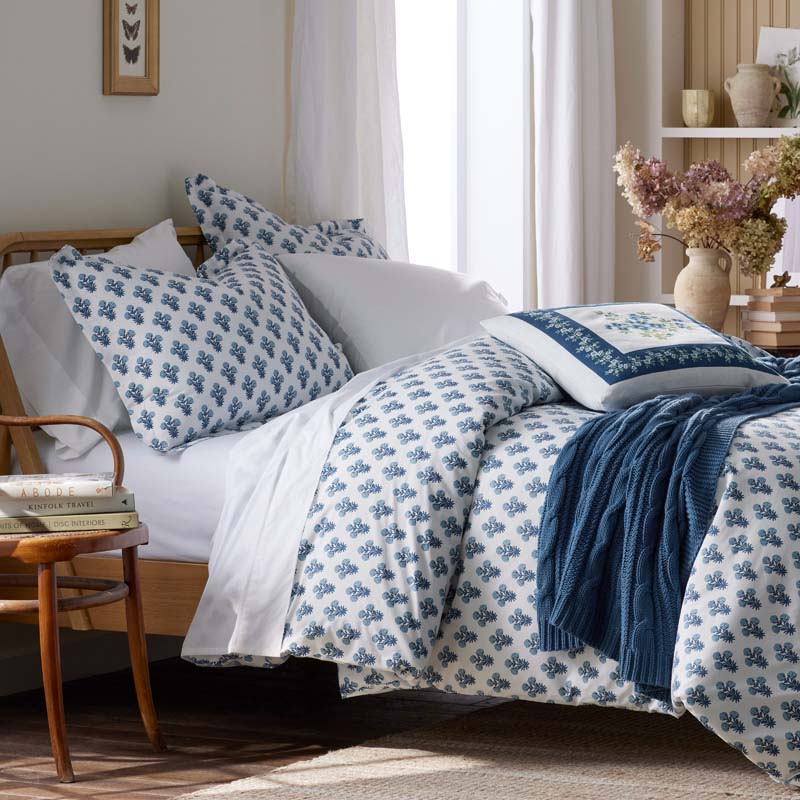 Suhana  Garment Washed Cotton Percale Comforter - Blue, King/Cal. King