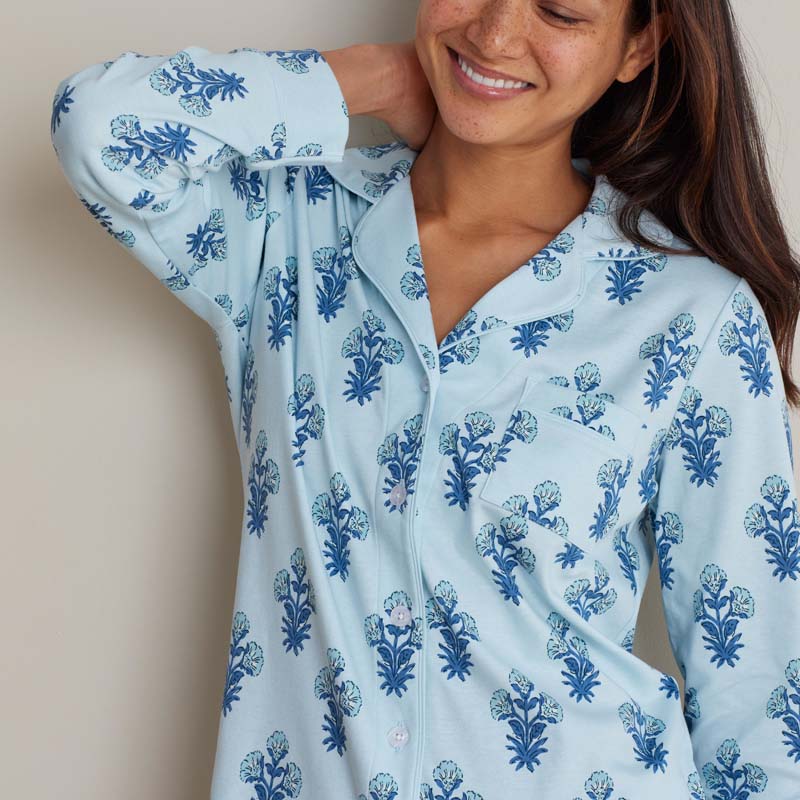 Printed Peruvian Cotton Women's Button-Down Pajama Set - Suhana, XXL