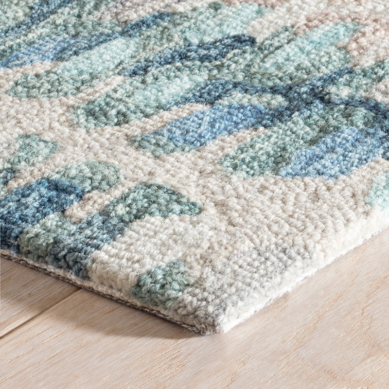 Paint Chip Hand Hooked Wool Rug - Blue, 8' x 10'