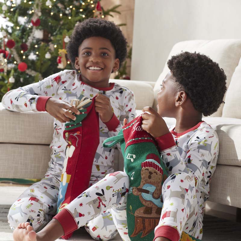 Family Printed Peruvian Cotton Kid's Pajama Set - Holiday Paws, 10