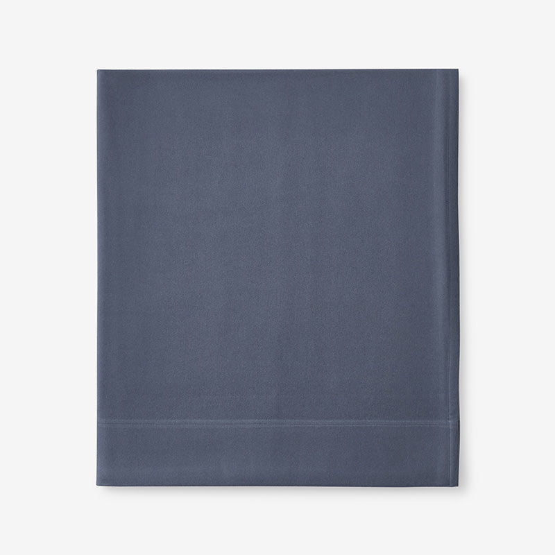 Luxe Ultra-Cozy Cotton Velvet Flannel Flat Bed Sheet Slate Blue, King/Cal King