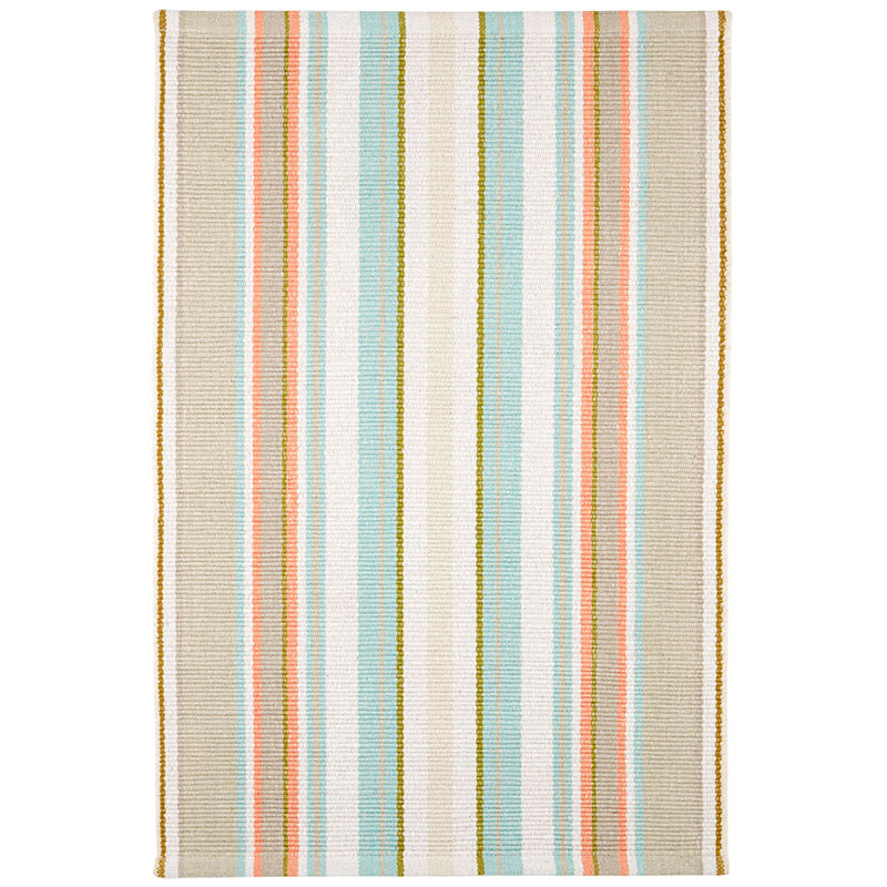 Daphne Stripe Handwoven Cotton Rug - Sky, 2' x 3'