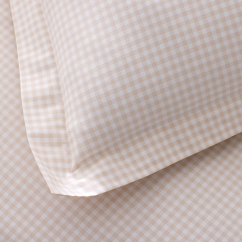 Ditsy Gingham Classic Cool Organic Cotton Percale Bed Sheet Set - Pink, Full