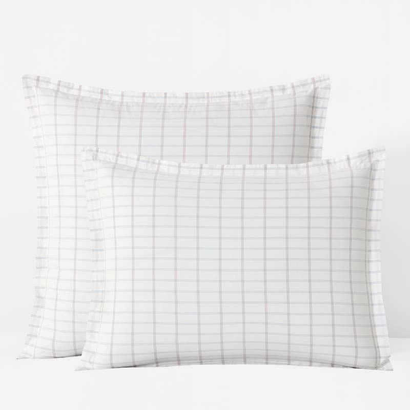 Yarn-Dyed Plaid Garment Washed Cotton Percale Sham - Ivory Multi, King