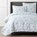 Whisper Fleur Premium Smooth Wrinkle-Free Sateen Duvet Cover - Blue Mist, Full/Queen