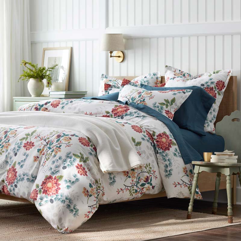 Holiday Print Classic Ultra-Cozy Cotton Velvet Flannel Sham - Vintage Blooms, King
