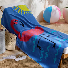 Cotton Terry Beach Towel - Flamingo